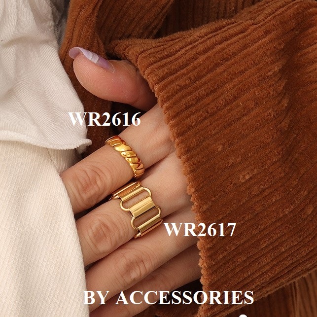 Nhẫn nam nữ unisex titan kiểu vặn xoắn vintage bản 5mm mạ vàng không gỉ WR2616 BY ACCESSORIES