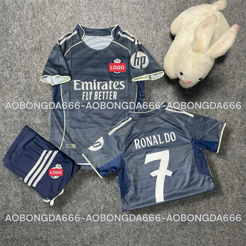 ( Free Ship) - Bộ Quần Áo Bóng Đá Trẻ Em CLB Real Madrid in Ronaldo Số 7 - Vải Mè thái cao cấp thoáng khí