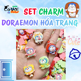 Set Charm Doraemon Hóa Trang Baby Cute – Doraemon Đội Mũ, Cosplay Màu Sắc, Charm Gắn Dép DIY Dễ Thương Hot Trend
