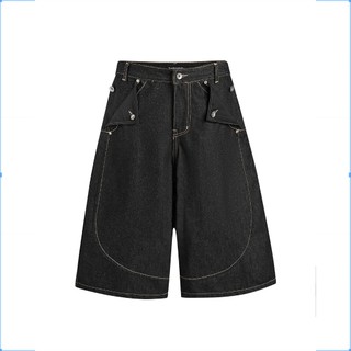 Quần short chất liệu Raw Denim - Ivankov Mule Pocket Raw Black Denim Shorts