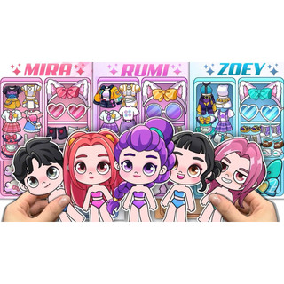 Đồ chơi bóc dán Búp bê Kpop Demon 5 nhân vật siêu nhiều trang phục 🤩 - búp bê giấy Avatar World
