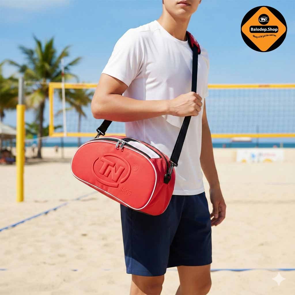 Túi Thể Thao Đựng Giày 2 Ngăn Chống Thấm TNBags TN.B 9002 Màu Đỏ Cao Cấp Cá Tính Tập Gym Đá Bóng!