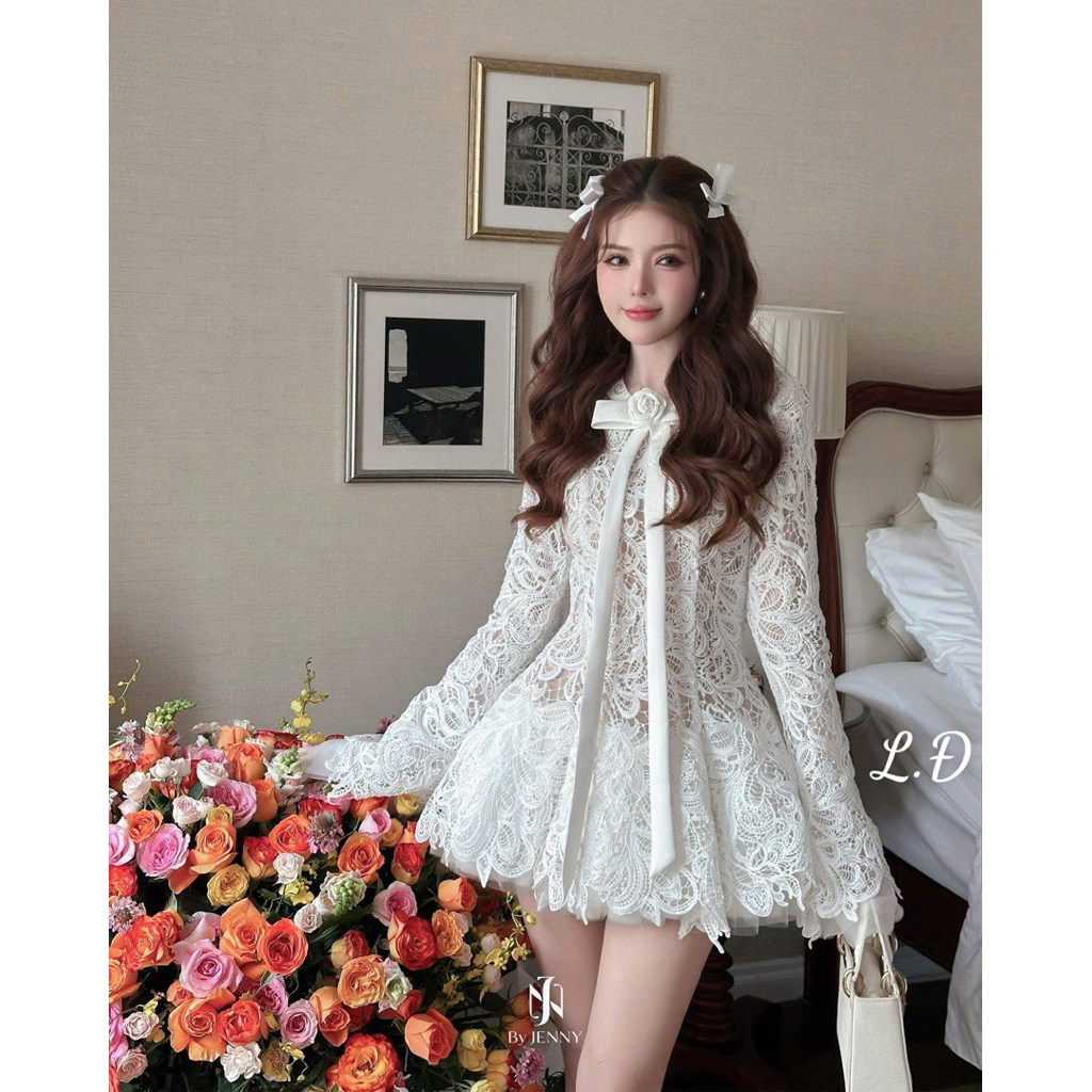 Váy ren xoè bồng bany tiểu thư công chúa xinh suất sắc nha sml