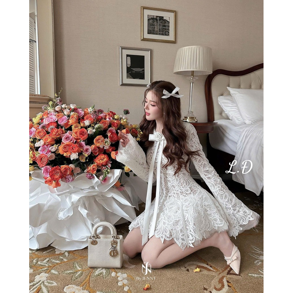 Váy ren xoè bồng bany tiểu thư công chúa xinh suất sắc nha sml