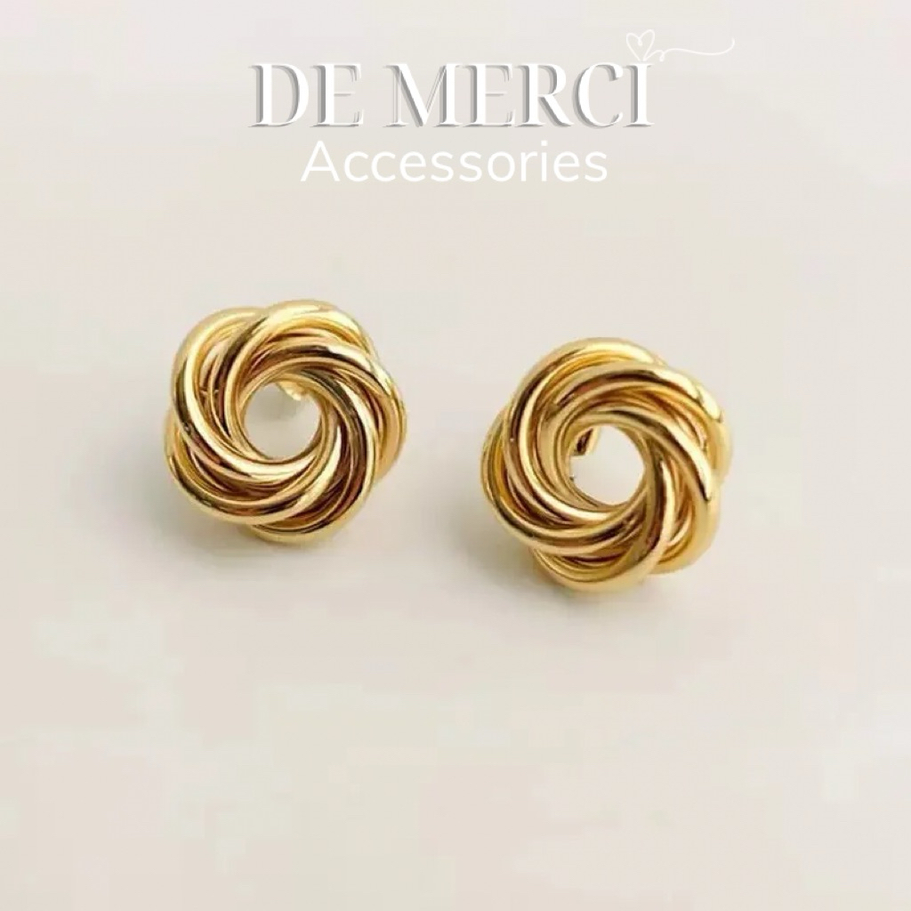 Bông Tai Nữ Mạ Vàng Trơn Cao Cấp De Merci Accessories dáng Hình Học Sang Trọng BT051