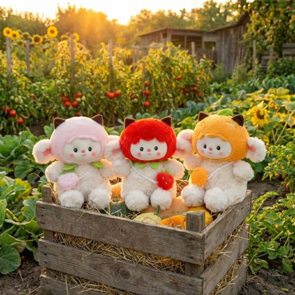 Gấu Bông Cừu Cosplay Trái Cây Dễ Thương, Thú Nhồi Bông Cừu Đeo Túi Hoa Quả Làm Quà Tặng Cho Bé,Bạn Gái