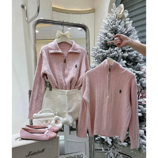 •𝙆𝙞𝙣𝙜𝙨𝙝𝙤𝙥𝙗𝙚𝙖𝙪𝙩𝙮•Áo Len Thừng Khoá Cổ Bẻ QC