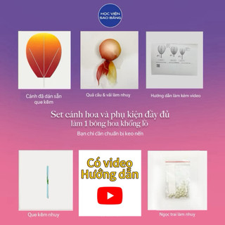 Set cánh hoa khổng lồ cắt sẵn và phụ kiện làm 1 bông hoa, chất liệu vải voan lụa - Học viện Sao Băng
