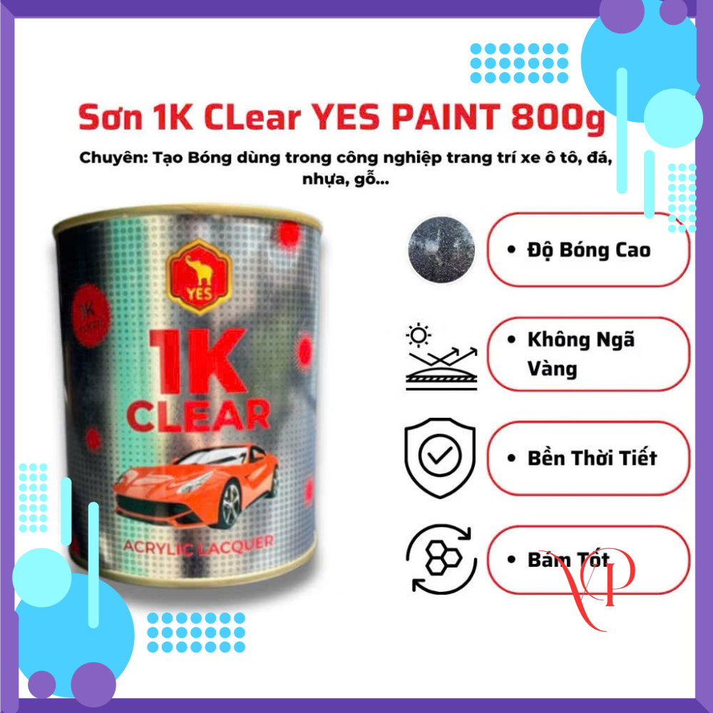 {Lon 800gram) Sơn Bóng 1K Clear - Sơn Bóng Gỗ, Sơn Bóng Ô Tô, Sơn Bóng Xe Máy, Sơn Bóng Xi Măng