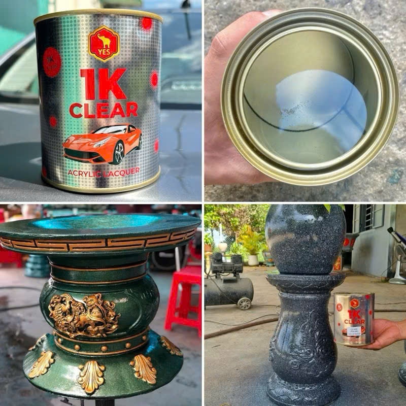 {Lon 800gram) Sơn Bóng 1K Clear - Sơn Bóng Gỗ, Sơn Bóng Ô Tô, Sơn Bóng Xe Máy, Sơn Bóng Xi Măng