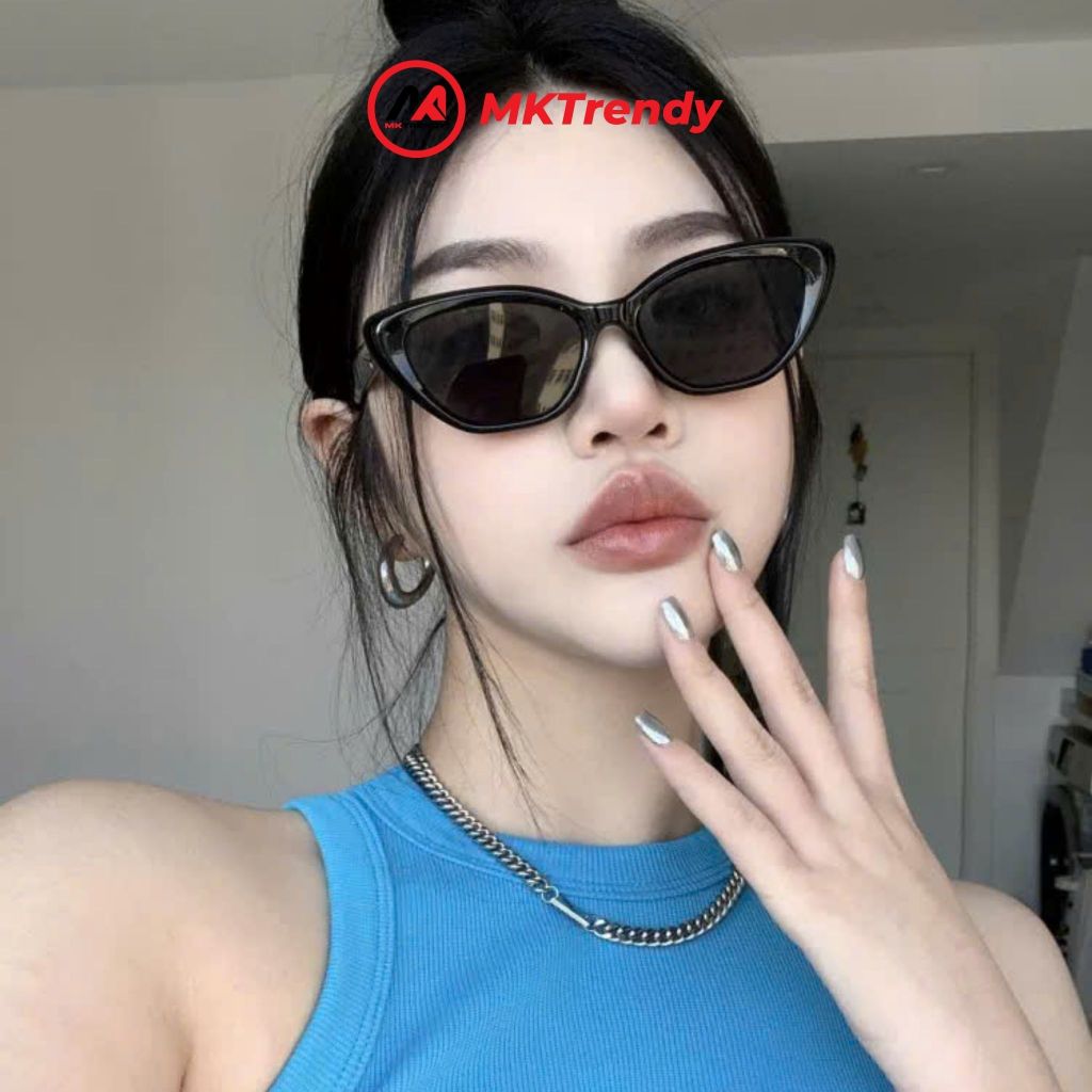 Kính râm mắt mèo chống tia UV MKTRENDY kính mát thời trang nam nữ phong cách Hàn Quốc đi chơi đi học R1