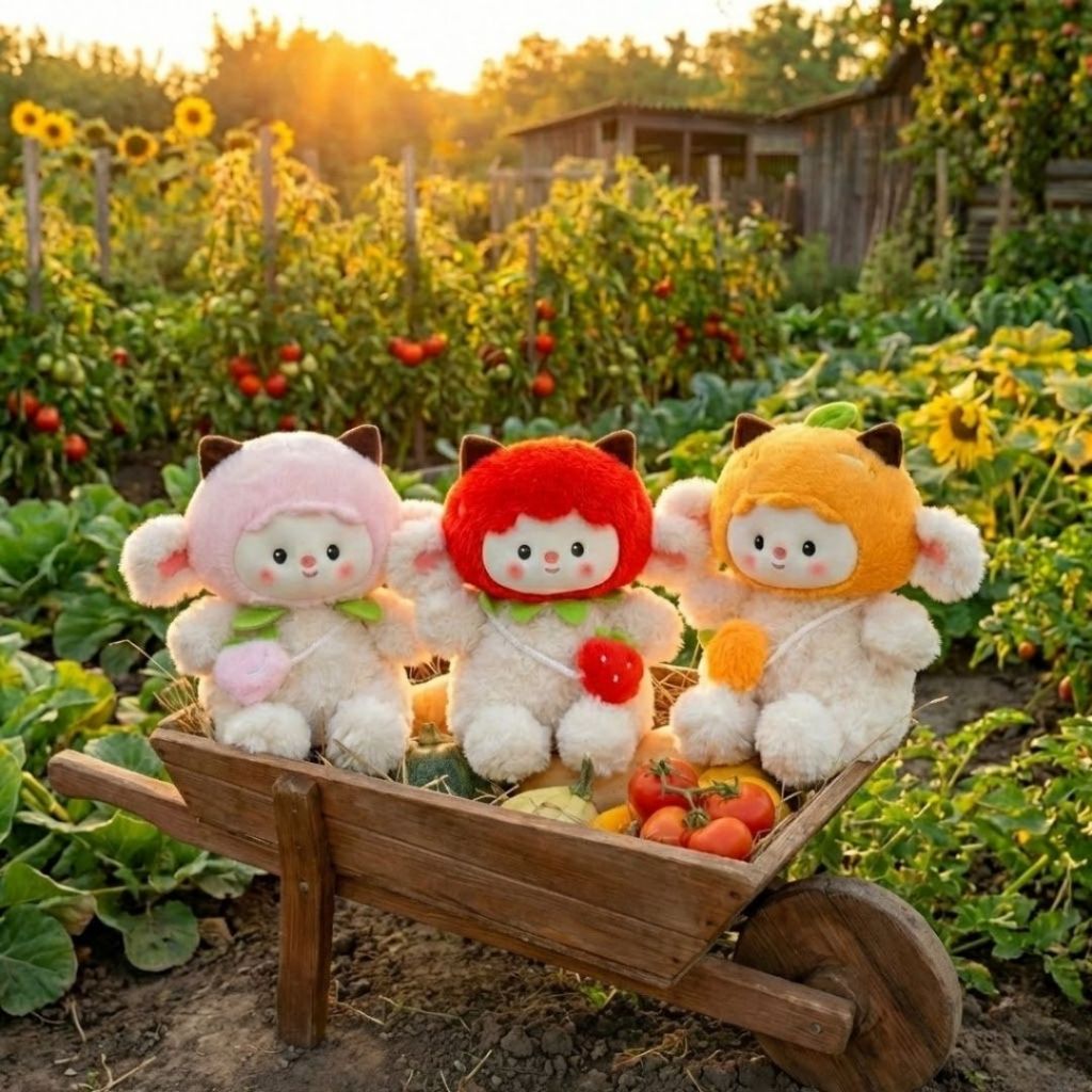 Gấu Bông Cừu Cosplay Trái Dâu Tây , Cam,Đào Siêu Dễ Thương, Cừu Bông Mini Đội Mũ Đeo Túi Hoa Quả Quà Tặng Cho Bé,Bạn Gái