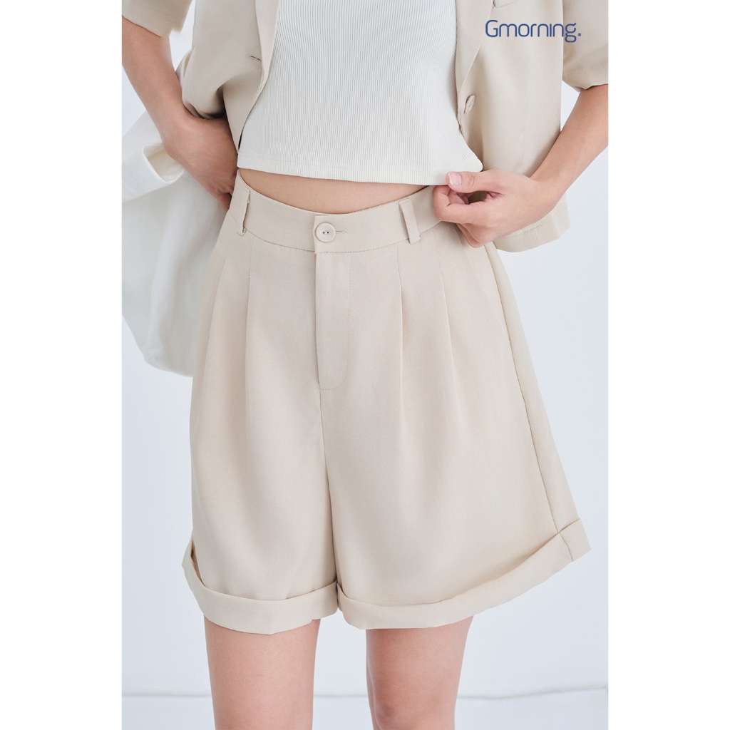 Set Lẻ Áo Blazer Nữ GUMAC Dáng Lửng Trẻ Trung YOWE07070 - Quần Short Cơ Bản Lai Lật Năng Động YSHE07071