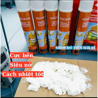 COMBO 2-Combo 5 Chai Xịt PU Foam, Keo Bọt Nở Bịt Kín Lổ, Cách Âm Cách Nhiệt Chống Thấm Rockiya, Apollo, Xtraseal 750ml