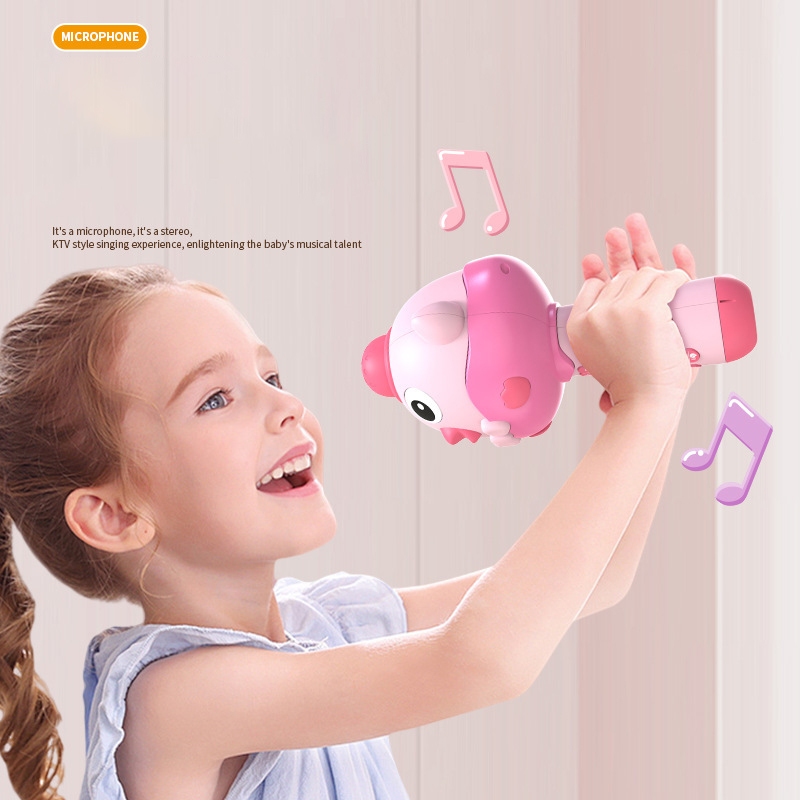 Đồ chơi Micro hát Karaoke không dây gà vàng phiên bản tiếng việt, kết nối bluetooth đổi giọng phát nhạc kể chuyện cho bé