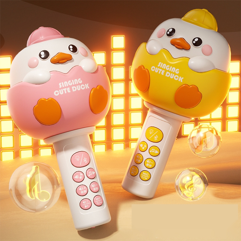 Đồ chơi Micro hát Karaoke không dây gà vàng phiên bản tiếng việt, kết nối bluetooth đổi giọng phát nhạc kể chuyện cho bé