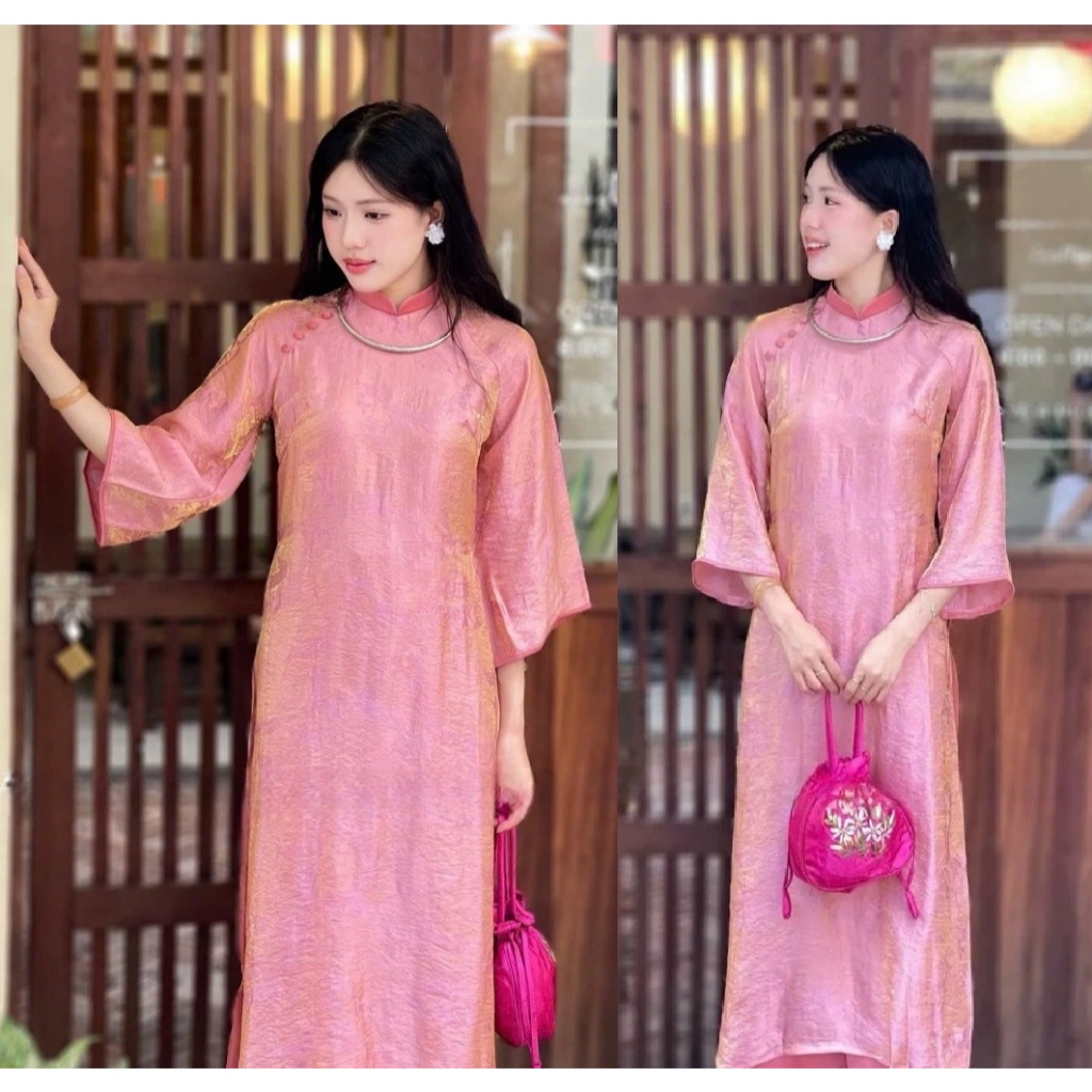 Áo Dài Cách Tân Lụa Trơn Pastel Dáng Suông Thanh Lịch Phong Cách Tiểu Thư Thanh Lịch, Sang Mặc Lễ Tết, Đi Chùa T1507G