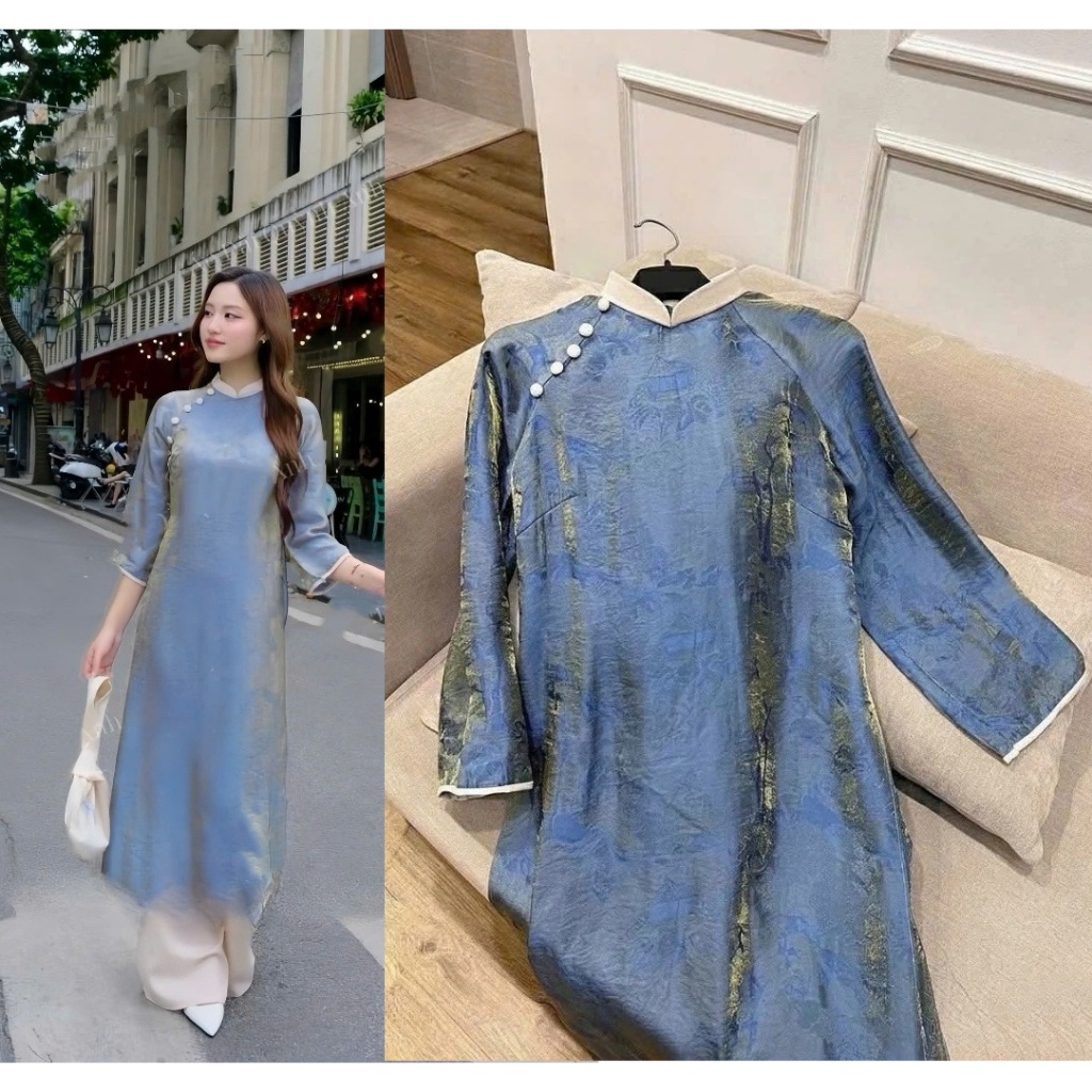 Áo Dài Cách Tân Lụa Trơn Pastel Dáng Suông Thanh Lịch Phong Cách Tiểu Thư Thanh Lịch, Sang Mặc Lễ Tết, Đi Chùa T1507G