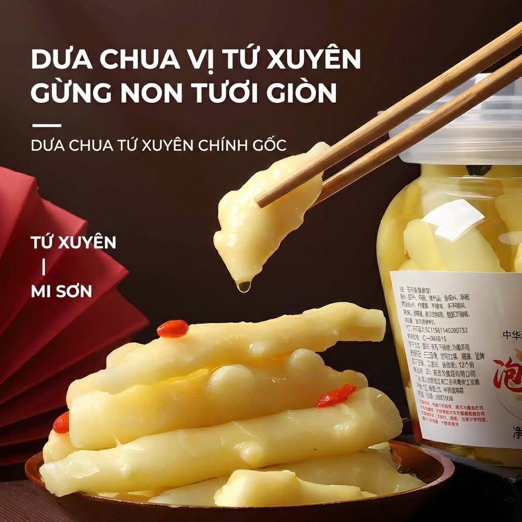 Gừng Bao Tử Muối Chua Ngọt Xiangyu 800g - Gừng Non Ngâm Giòn Sần Sật Chuẩn Vị Tứ Xuyên Đồ Ăn Kèm Chống Ngán Luka Food