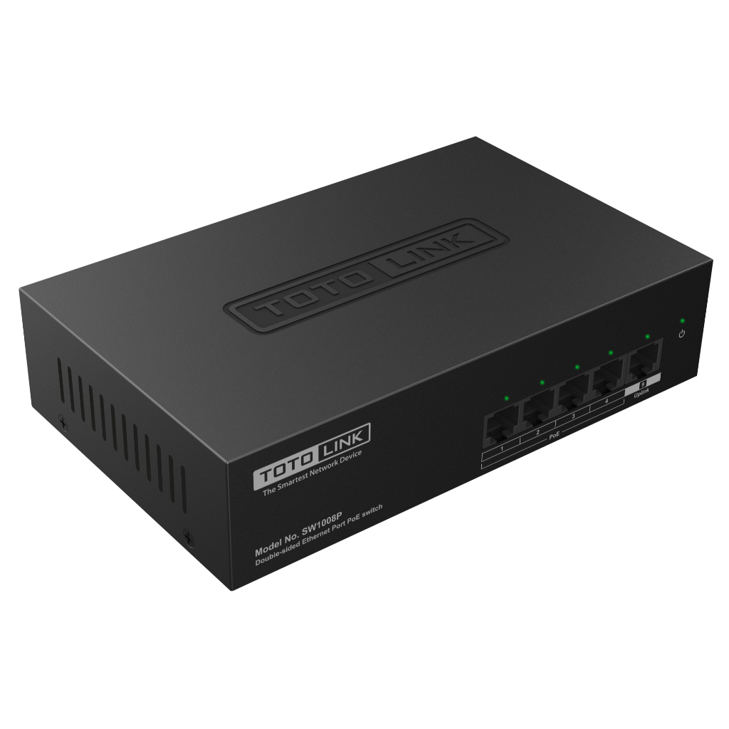 [Hoả Tốc] Bộ chia mạng Switch PoE 8 cổng 10/100Mpbs & 2 cổng UPLINK TOTOLINK SW1008P cho PC Laptop dễ sử dụng