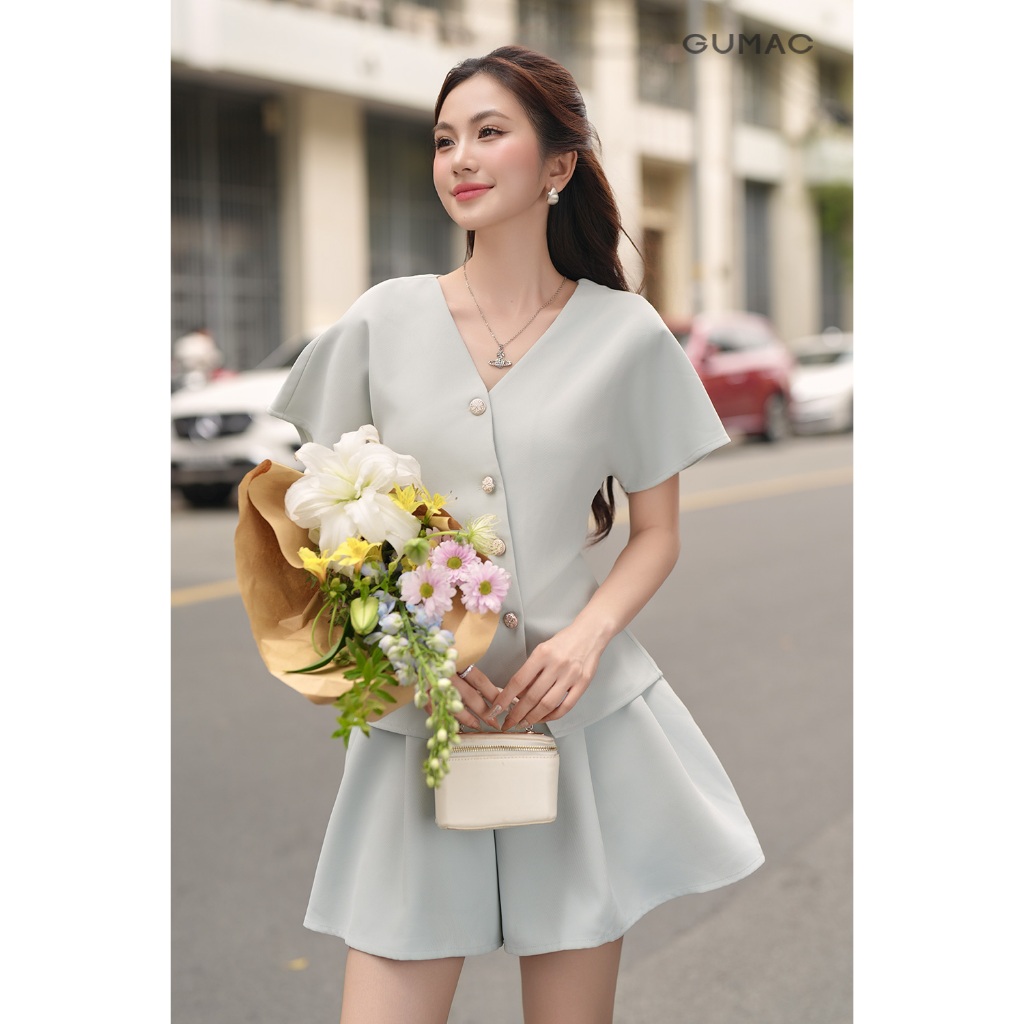 Set lẻ Áo kiểu nữ GUMAC tay cánh dơi  AF01025 - Quần A xếp ly  SHF01026