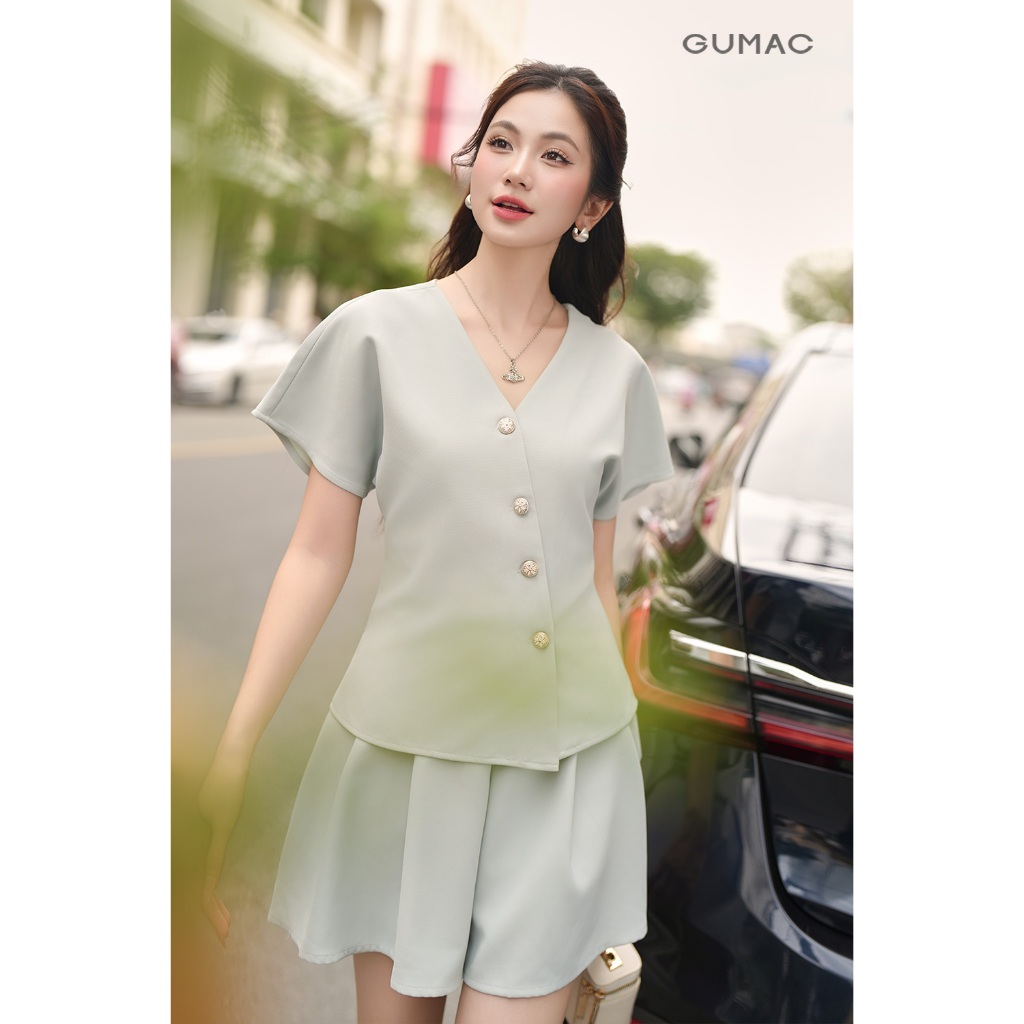 Set lẻ Áo kiểu nữ GUMAC tay cánh dơi  AF01025 - Quần A xếp ly  SHF01026