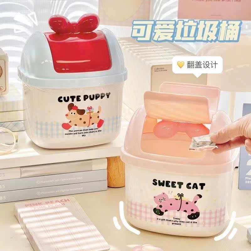 Thùng Rác Mini Để Bàn Có Nắp Lật Hình Thú Dễ Thương – Thùng Đựng Rác Nhỏ Gọn Cho Bàn Học, Bàn Trang Điểm