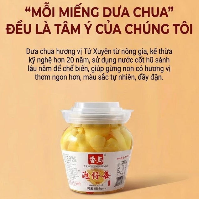 Gừng Bao Tử Muối Chua Ngọt Xiangyu 800g - Gừng Non Ngâm Giòn Sần Sật Chuẩn Vị Tứ Xuyên Đồ Ăn Kèm Chống Ngán Luka Food