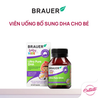 Viên uống DHA cho trẻ từ 7 tháng Brauer Baby & Kids Ultra Pure hỗ trợ phát triển não bộ hộp 60 viên