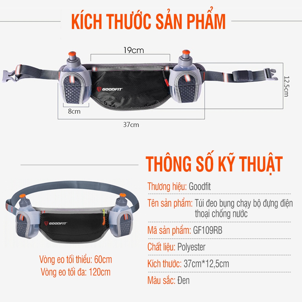 Túi chạy bộ đựng điện thoại, chống nước chính hãng GoodFit GF109RB (không bao gồm bình nước)