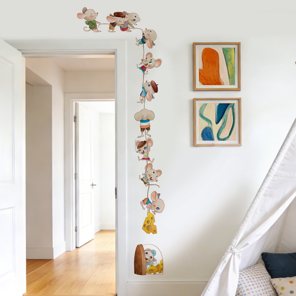 Decal Dán Tường Hoạt Hình Chuột Và Phô Mai Có Keo Sẵn 50x157cm - Trang Trí Nhà Cửa Dễ Thương