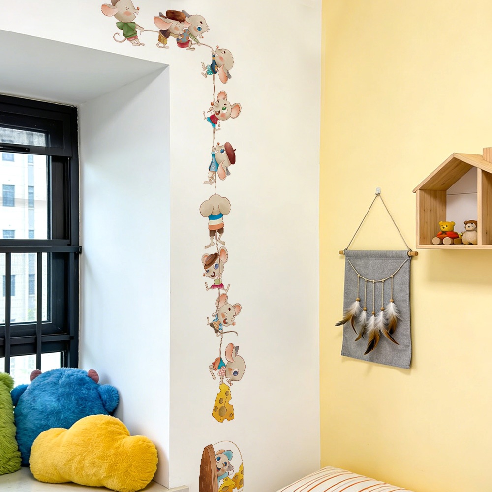 Decal Dán Tường Hoạt Hình Chuột Và Phô Mai Có Keo Sẵn 50x157cm - Trang Trí Nhà Cửa Dễ Thương