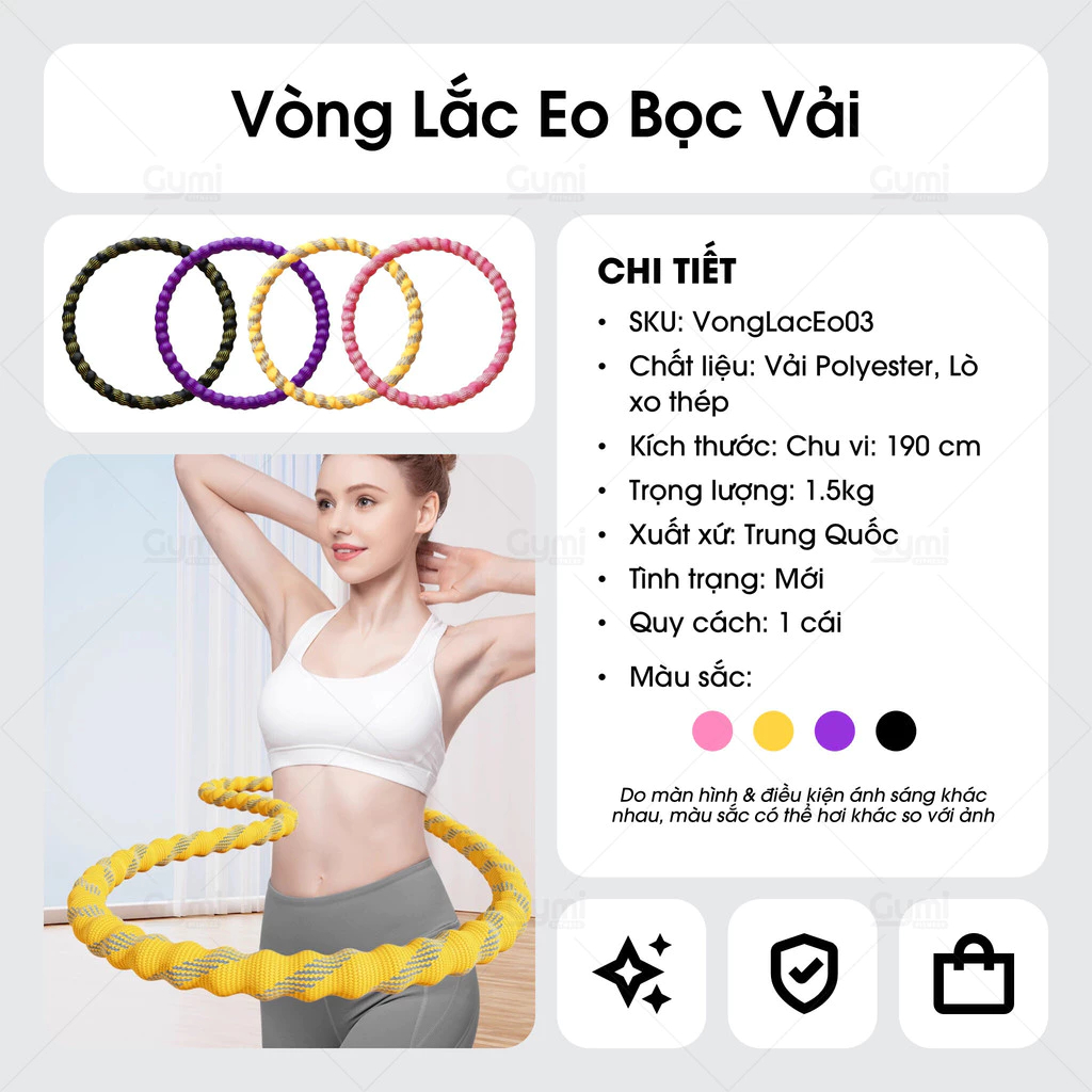 Vòng Lắc Eo Lò Xo 2,5KG Bọc Vải Dệt Kim Mềm – Chất Liệu Thép Cao Cấp, Giảm Mỡ Bụng