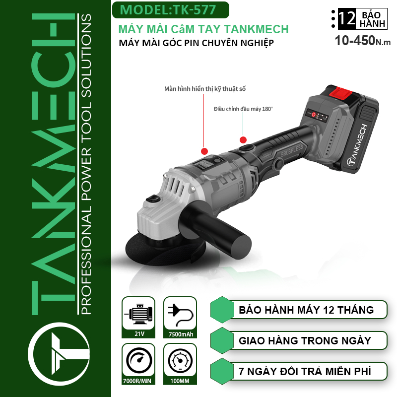Máy mài pin TANKMECH 21V Dây Đồng 100% Không Chổi Than - máy cắt Pin - Máy Mài Pin khuyến mãi