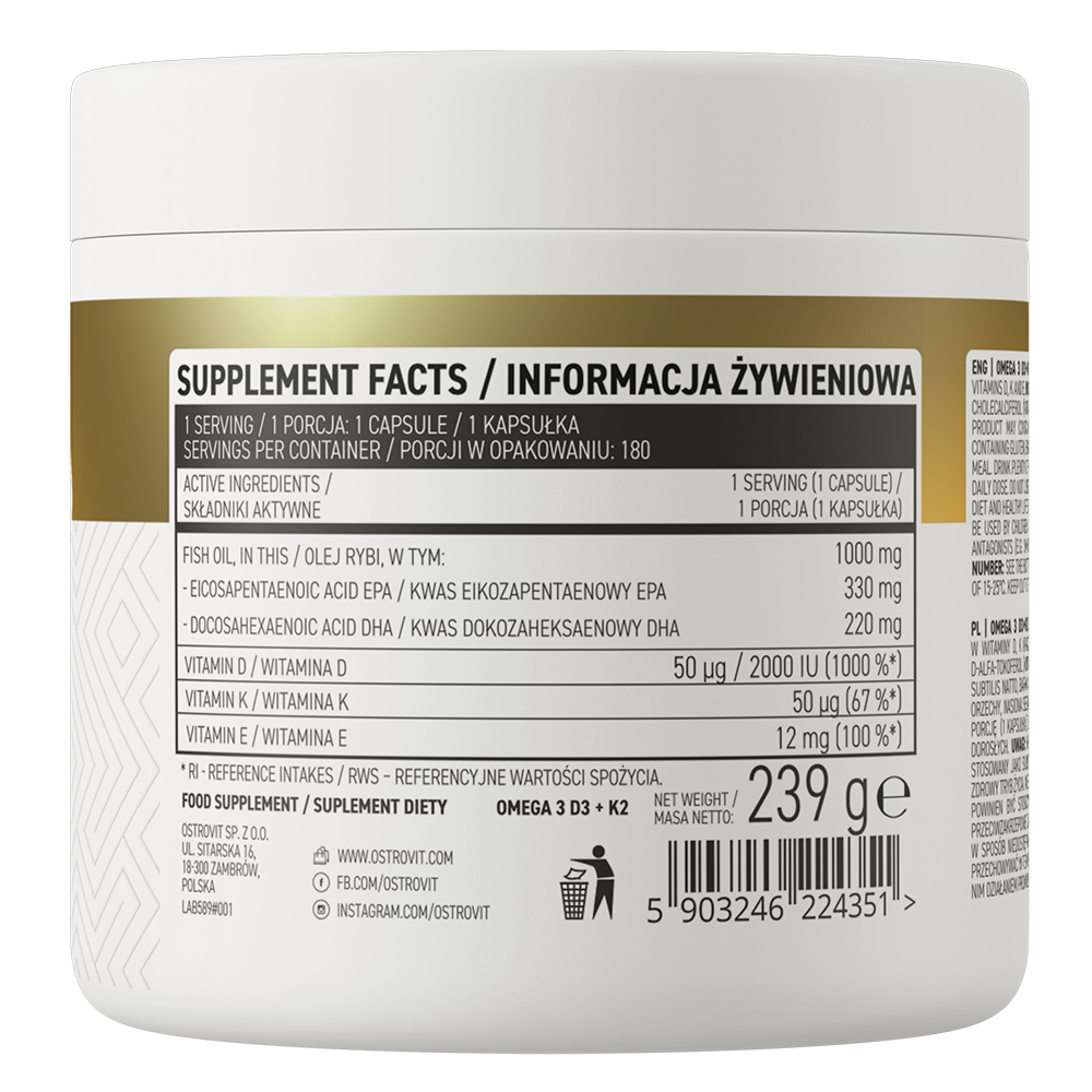 Omega3 D3 + K2 Bổ Sung Dầu Cá Hỗ Trợ Trí Não, Bổ Mắt Của Ostrovit