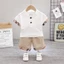 Bộ Cộc Tay Bé Trai Áo Polo Phối Kẻ Tay Quần Short Kaki Phong Cách