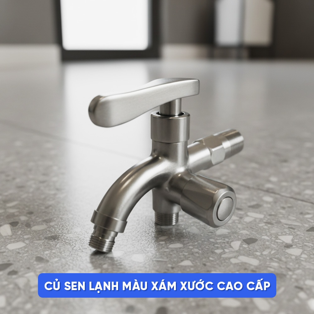 Vòi nước củ sen lạnh, vòi nước lạnh thép không gỉ, vòi chuẩn ren phù hợp với nhiều loại ống,HMDD-015