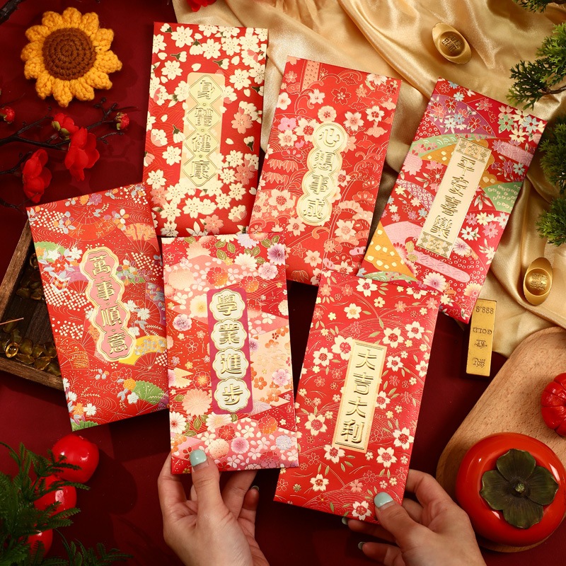 Bao Lì Xì Tết Bính Ngọ 2026 – Hình Ngựa May Mắn – Phát Tài Phát Lộc – Giấy Dày Cao Cấp – Set 6 Bao