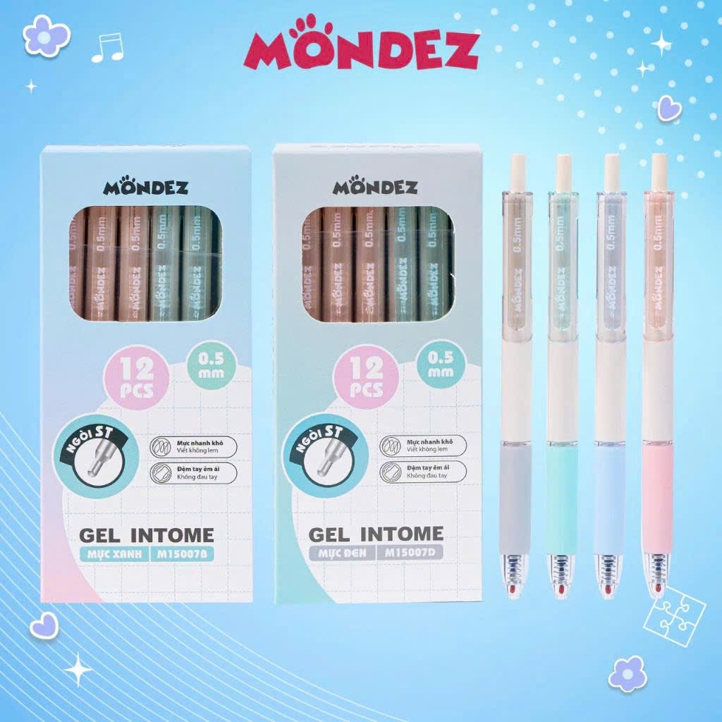 Bút Gel Bấm MonDez M15007D ngòi 0.5mm