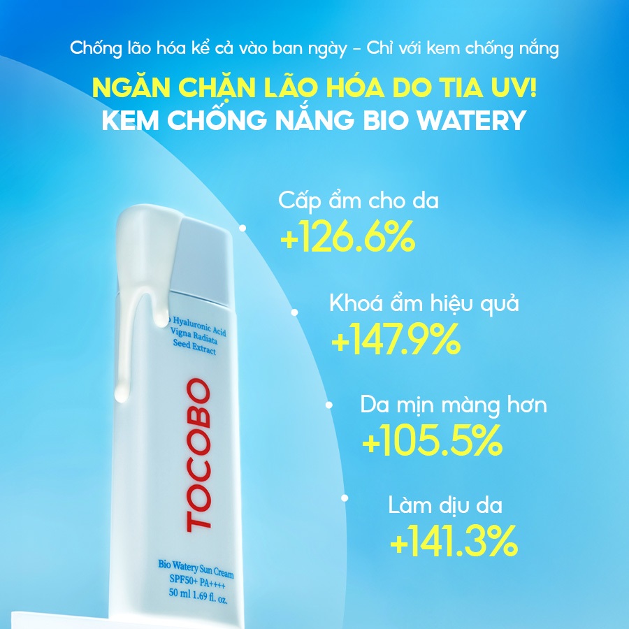 Kem chống nắng dưỡng ẩm Tocobo Bio Watery Sun Cream 50ml SPF50 PA++++