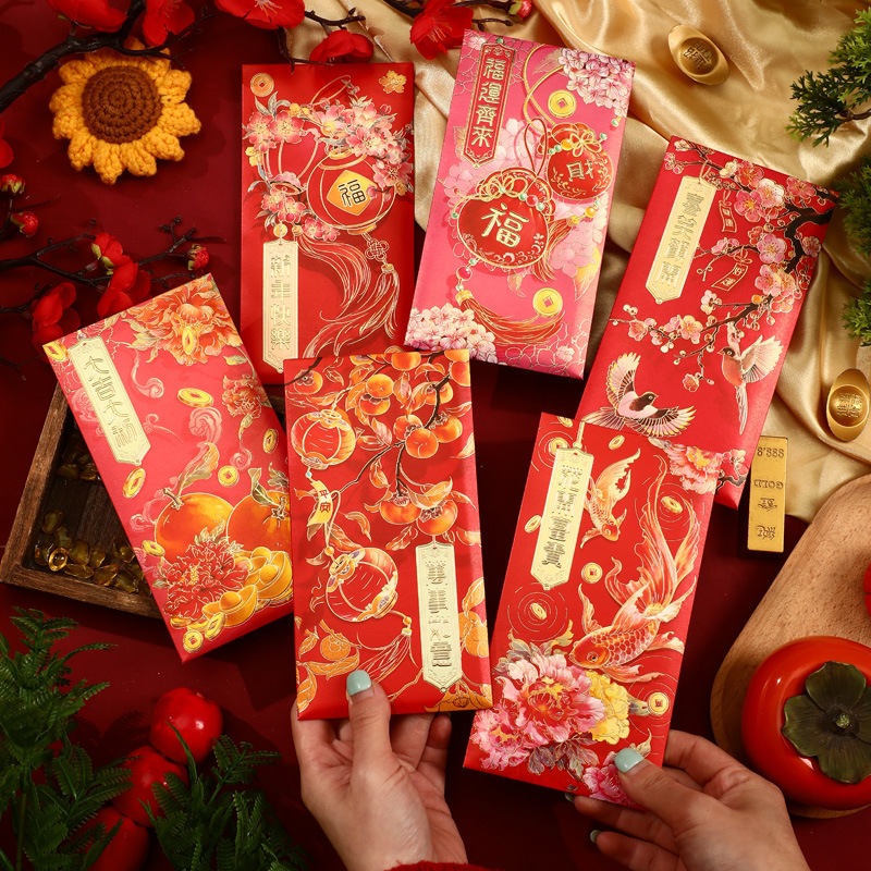 Bao Lì Xì Tết Bính Ngọ 2026 – Hình Ngựa May Mắn – Phát Tài Phát Lộc – Giấy Dày Cao Cấp – Set 6 Bao
