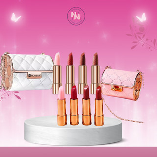 set 4 thỏi son HOMPAR fullbox+túi đựng son màu hồng mẫu mới