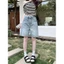 Quần Short Ngố Lửng Nữ Suông Ống Rộng Màu Xanh Đen WASH RETRO Quần Jean Lửng Nữ Lưng Cao BIGSIZE