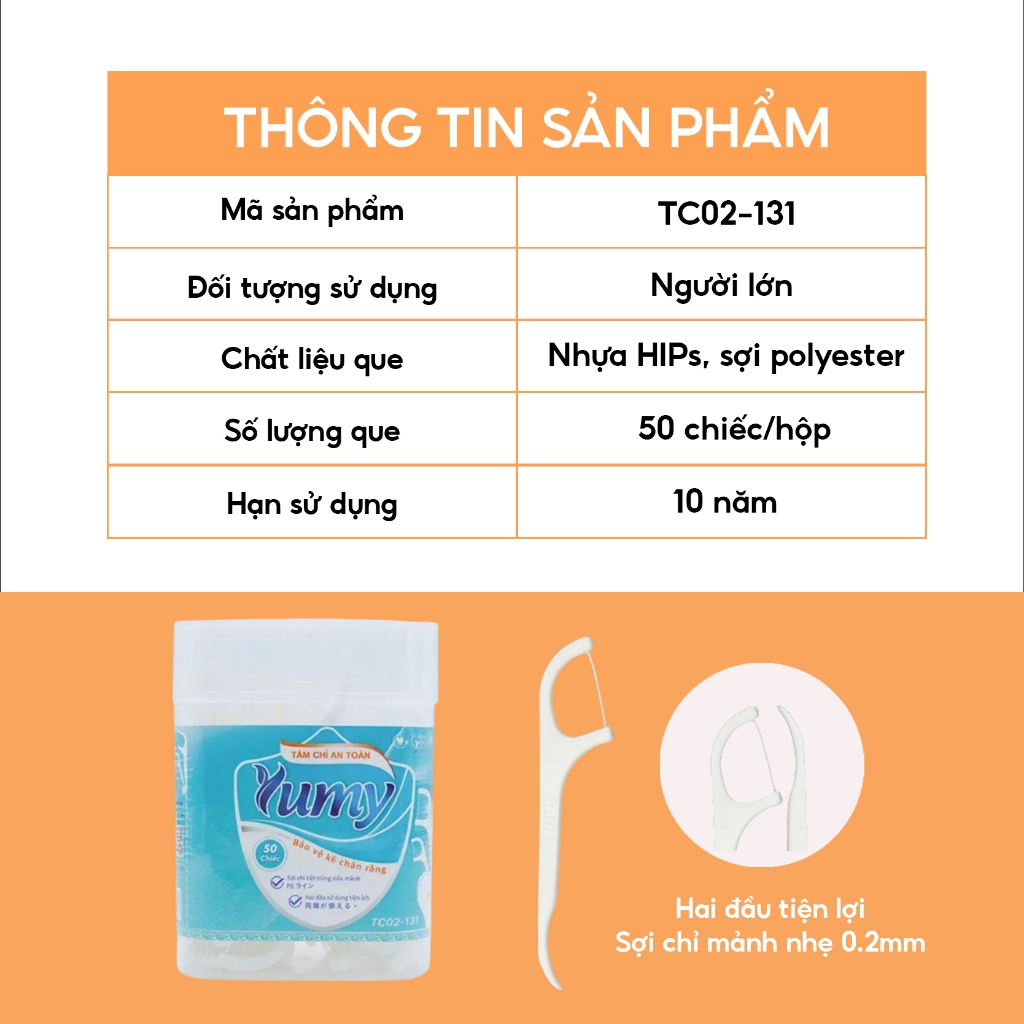 [MUA 2 TẶNG 1] Tăm chỉ YUMY - Combo 3 hộp nhật đứng 50 chiếc sợi chỉ dai mảnh an toàn (CB21-131_131)