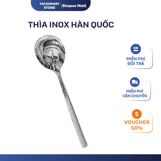 Thìa Muỗng Inox YATASMART Ăn Súp Màu Bạc Thiết Kế Tay Cầm Dài Kiểu Dáng Hàn Quốc