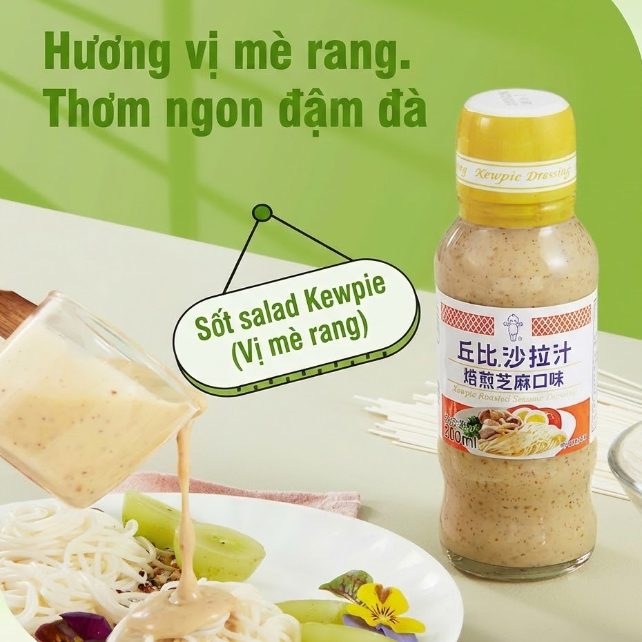 Sốt Mè Rang KEWPIE 200ml - Sốt Trộn Salad, Chấm Thịt Nướng Chuẩn Vị, Nước Chấm Gỏi Cuốn Sánh Mịn Thơm Bùi Luka Food