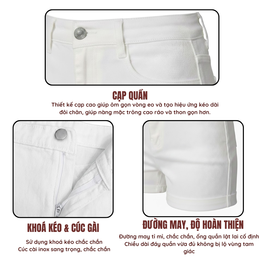 [XẢ KHO] Quần Short LẬT LAI Nữ Lưng Cao Tôn Dáng Chất Jean Kaki, Vải Dày Đẹp Cao Cấp Giveme.clothing_saigon