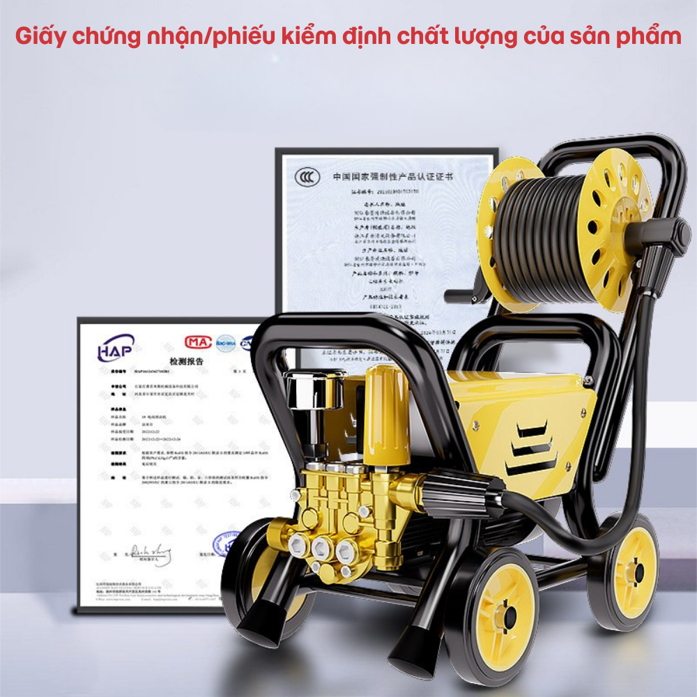 Máy Rửa Xe Cao Áp Động Cơ Cảm Ứng Điều Chỉnh Áp Suất Rửa Sạch Mạnh, Không Hại Sơn, Dùng Gia Đình & Công Trình BH 3 Năm