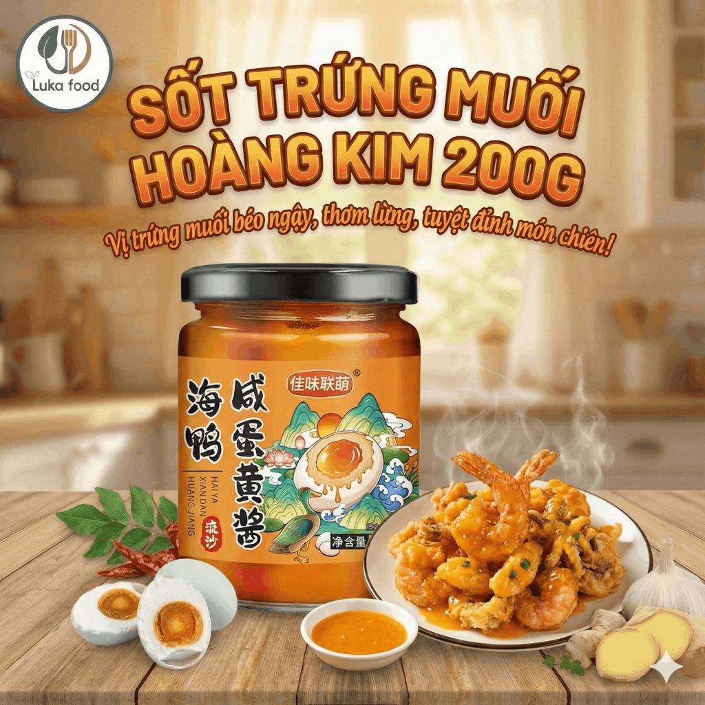 Sốt Trứng Muối Hoàng Kim Hũ 200g - Chiết Xuất Trứng Vịt Biển Thượng Hạng, Chấm Bánh Mì Siêu Béo Ngậy Luka Food