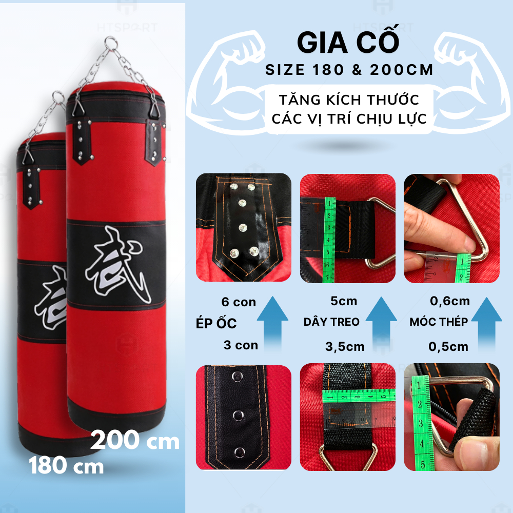 Vỏ Bao Cát Đấm Bốc Tập Võ BOXING 3 Lớp 150CM - 200CM Siêu Bền, Vỏ Bao BOXING